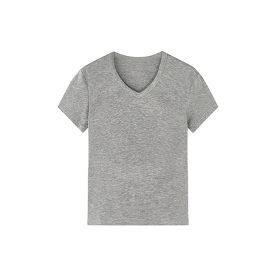 小禾【闪电T】莱赛尔绵羊毛混纺美式修身显瘦正肩薄款V领短袖T