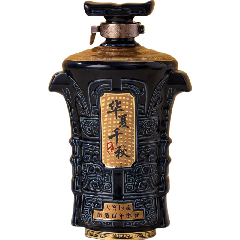 景德镇陶瓷酒瓶摆件华夏千秋一二斤装酒瓶陶瓷酒壶龙图腾密封空瓶