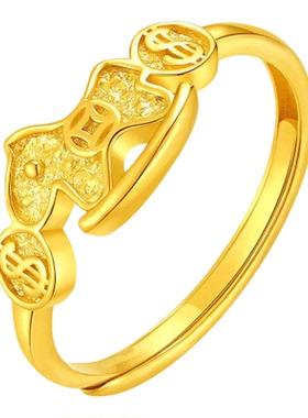 马上有钱花生肖马戒指女S925银