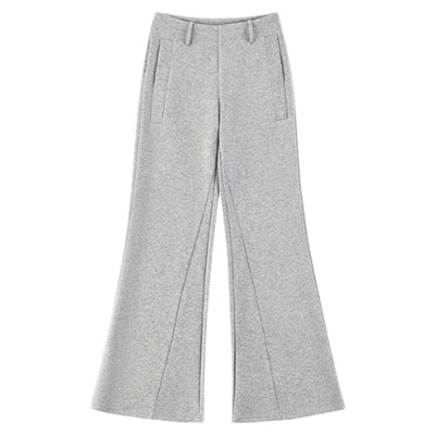 灰色加绒阔腿微喇叭卫裤冬季新款