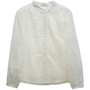 艾绘馆秋冬季新中式高级感重工蕾丝衬衫女休闲宽松灯笼袖上衣外套