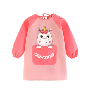 全身防水长袖儿童围裙四季画画罩衣幼儿园画室推荐免费印logo名字