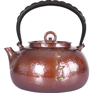 纯手工一体锻打纯紫铜烧水壶口打出纯铜茶壶一张打2MM厚北村静香