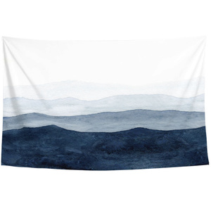 简约朴素日式墨蓝色线条性冷淡风装饰海报背景布挂布墙布挂毯布艺