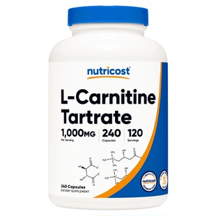左旋肉碱1000mg60粒240粒美体健身Nutricos L-Carnitine Tartrate