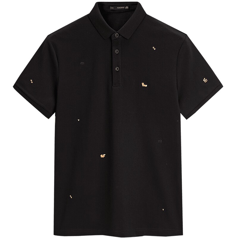 【凉感】太平鸟男装 商务休闲polo衫索罗娜刺绣夏季翻领短袖t恤