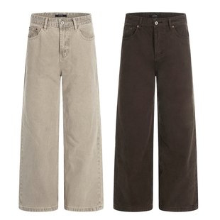 BurnBro美式复古全棉通勤百搭休闲裤男女cleanfit直筒宽松长裤潮