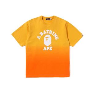 BAPE男装春夏猿人字母印花渐变图案短袖T恤109003K
