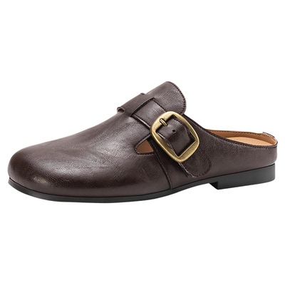 勃肯鞋半拖平底单鞋女款小皮鞋