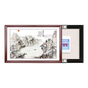 聚宝盆挂画新中式电表箱装饰画免打孔配电箱遮挡实木餐厅玄关壁画