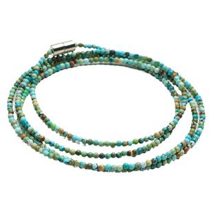 如鸿天然水晶手链绿松石手串女士多圈绕腕饰品圆珠项链细小