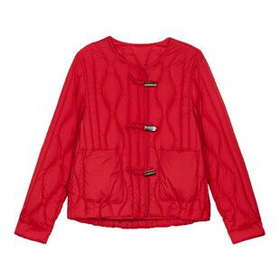 SANI奥莱商场同款新中式国风盘扣鸭绒加厚新年红短款冬季羽绒服女