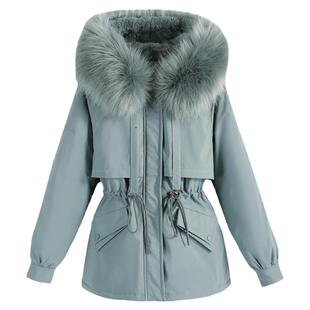 冬季2025年新款大码女装胖妹妹韩版显瘦毛领羽绒棉服派克服外套潮