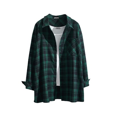 特大码磨毛格子衬衫女秋季胖mm