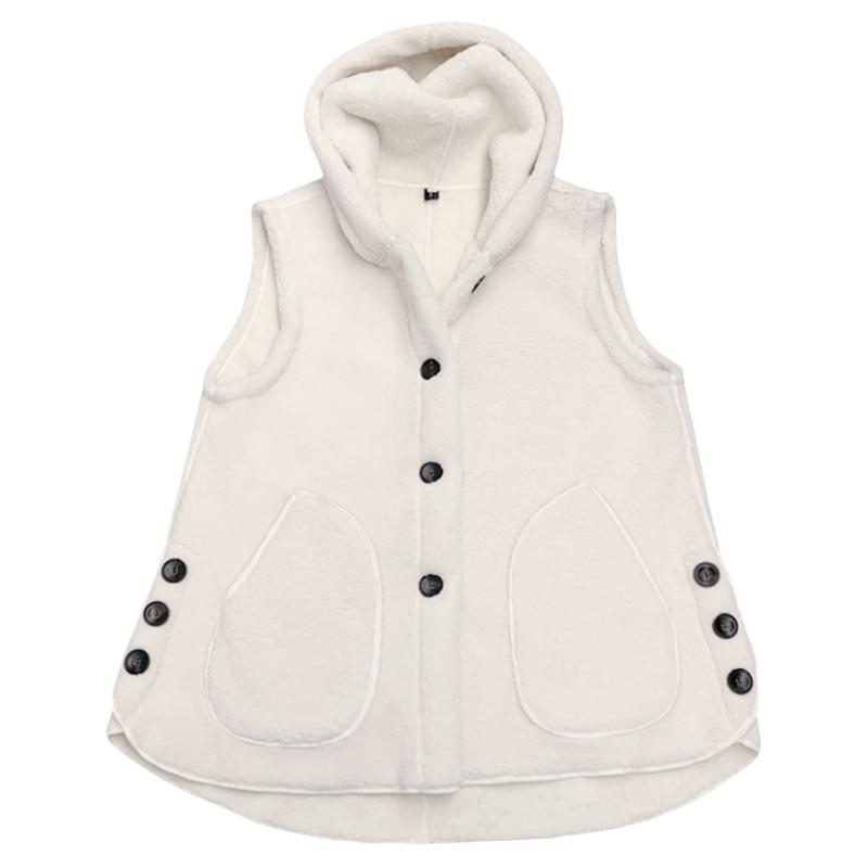 加大码羊羔绒马甲女秋冬连帽无袖百搭马夹中长款坎肩背心宽松外套