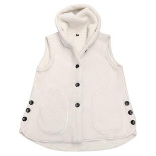 加大码羊羔绒马甲女秋冬连帽无袖百搭马夹中长款坎肩背心宽松外套