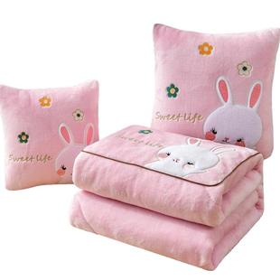 加厚折叠抱枕被子两用珊瑚绒毯子午睡办公室汽车枕头二合一保暖冬