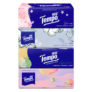 Tempo得宝软抽纸巾加厚90抽混合香樱花茉莉果木蜜桃柔韧