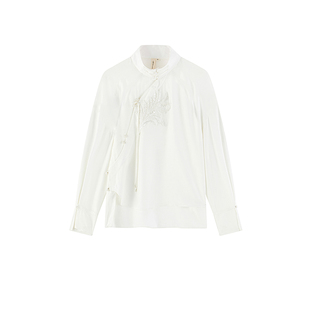 生姜 羽逸 新中式轻国风上衣女春秋新款珠绣衬衫31430116A