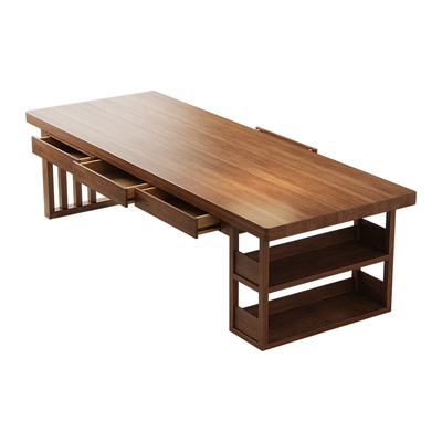 客厅书桌书柜一体实木大长桌家用办公桌工作台大桌学习区阅读桌
