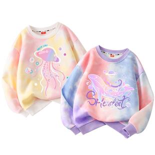 拉夏贝尔女童卫衣秋冬2026新款衣服大童薄绒上衣儿童春装长袖t恤