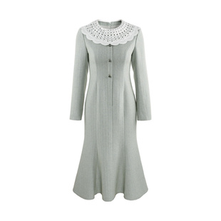 法式气质连衣裙2026新款女春季款高级感收腰显瘦长袖修身鱼尾裙子