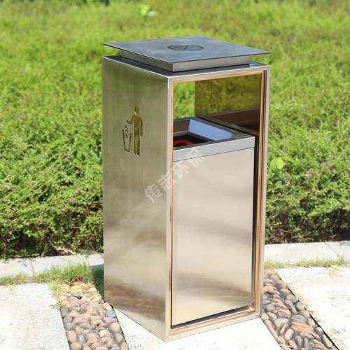 室内方形酒店商场写字楼大堂电梯厅不锈钢垃圾桶导轨无指纹果皮箱