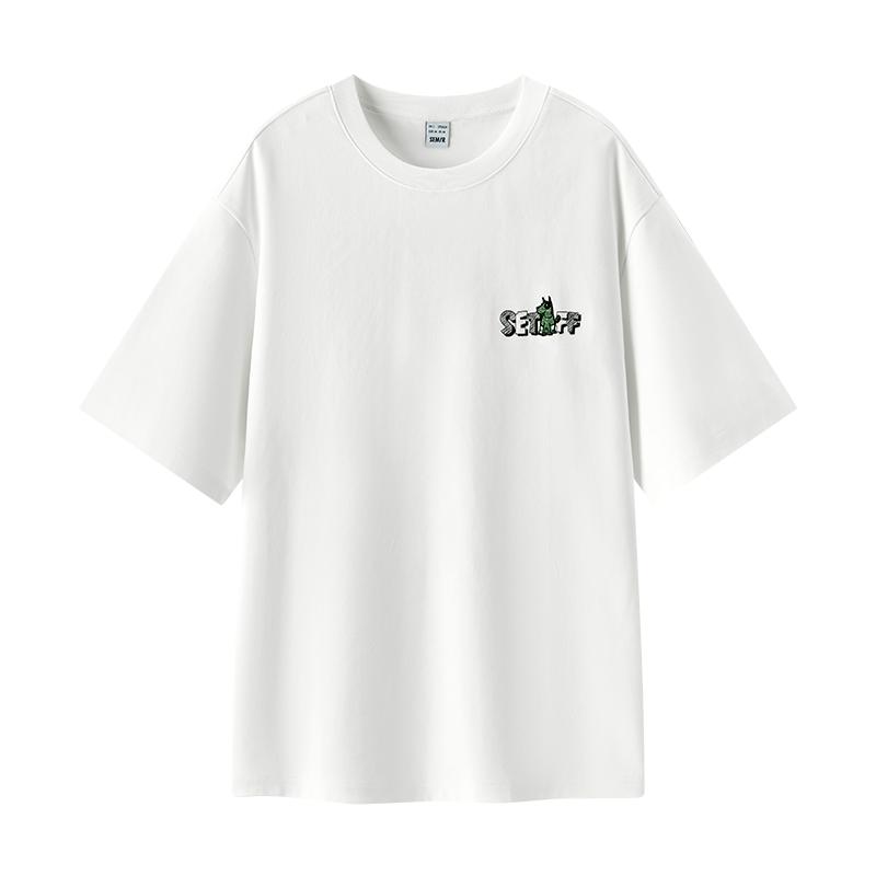 商场同款森马短袖T恤男美式涂鸦风宠物印花夏装2025新款绣花上衣