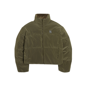 MLB25年冬季女短款时尚休闲亮面保暖防风立领羽绒服外套3FDJB4056