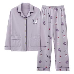 芬腾可安睡衣女春秋2026年新款纯棉长袖可外穿秋季薄款家居服套装
