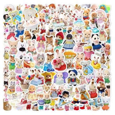 100张森贝儿家族calico_critters玩偶贴纸儿童手账亲子益智装饰贴