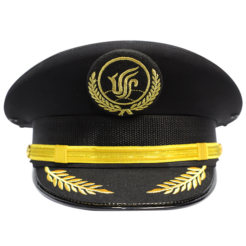 机长制服大檐帽男飞机帽航空帽飞行员帽海员帽保安大盖帽铁路