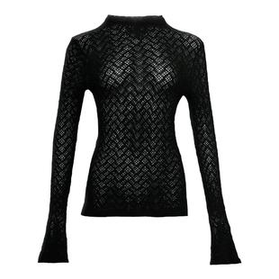 REFUSE CLUB 秋季新款纯色套头网格打底衫女百搭显瘦长袖上衣