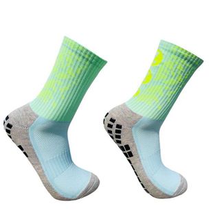 男女中筒加厚毛巾底胶粒专业比赛训练荧光绿防滑彩色足球长神袜潮