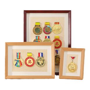实木中空马拉松奖牌展示架挂墙keep徽章收纳盒荣誉纪念相框摆台