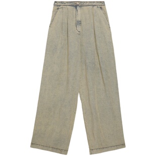 土耳其牛仔 半圆原创女装裤子2025夏季休闲裤宽松慵懒风直筒裤女