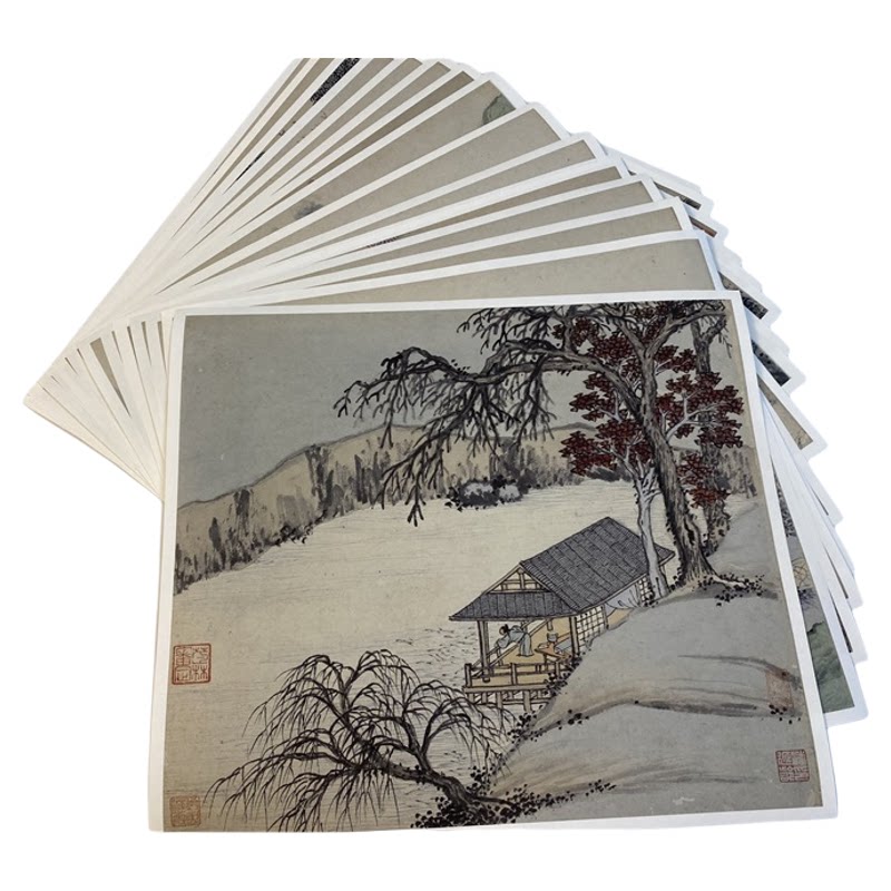 明 沈周东庄图册21桢 高清微喷古代名家名画册临摹学习山水画稿
