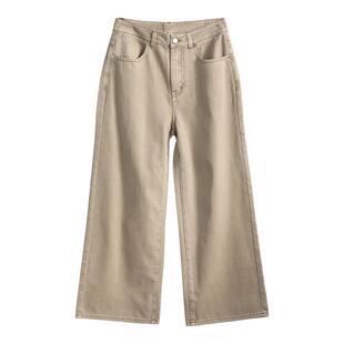 日本冈山面料~石磨酵素洗工艺 复古巴恩风女士直筒休闲九分牛仔裤