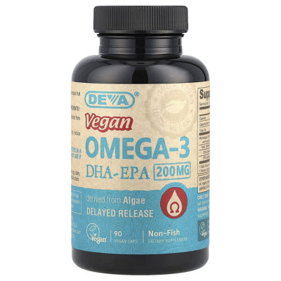 Deva藻油Omega-3胶囊DHA-EPA纯植物来源海藻支持心脑健康