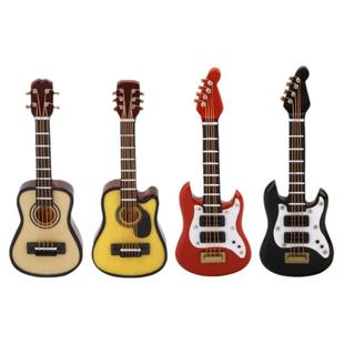 1:12娃娃屋dollhouse迷你乐器模型微缩艺术道具 袖珍电吉他小贝斯