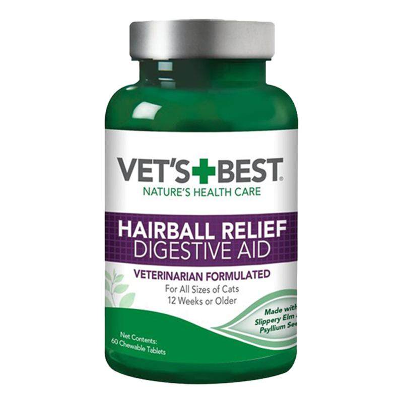 【自营】绿十字VET'S BEST猫草片猫咪化毛膏去毛球吐毛球专用60粒