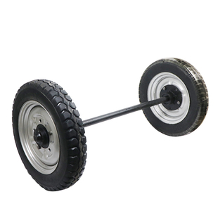 400-12手推车实心充气橡胶轮马车轮子带轴轱辘改装工地矿工承载轮