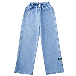 女童裤子春秋季儿童牛仔裤2026新款洋气中大童春装女孩阔腿直筒裤