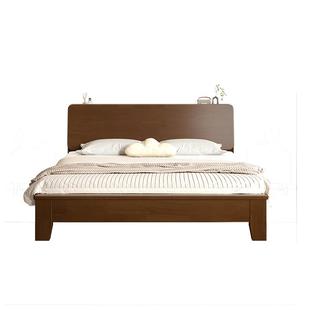 床实木床现代简约1.5m主卧家用橡木床架胡桃色1.8m全实木床双人床