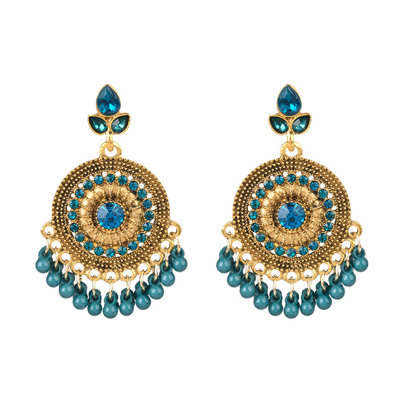 波西米亚铃铛流苏耳环民族复古夸张花朵耳坠异域风情大气度假耳饰