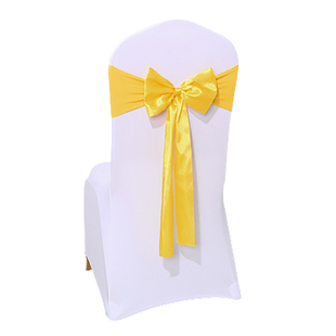 婚庆免系弹力椅背花酒店宴会椅套蝴蝶结婚礼缎带会展椅背装饰绑带
