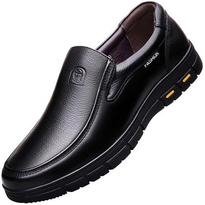 老人头皮鞋男士中老年爸爸鞋真皮