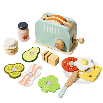 过家家儿童仿真面包机过家家模型木质宝宝烤面包角色扮演生日玩具
