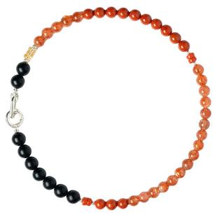 喜运宝「相伴之喜」和田墨玉金太阳南红项链水晶圆珠设计款女首饰