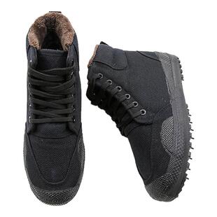 军棉鞋黑色正品工地干活穿耐磨防滑加绒加厚工作鞋解放胶鞋防寒鞋